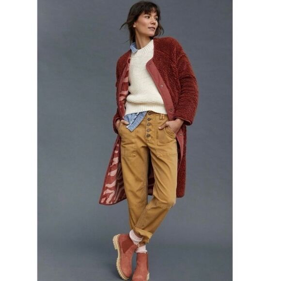 Anthropologie Margot Sherpa Reversible Zebra
Print Red Coat Size S - Picture 9 of 11